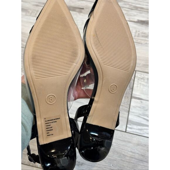 A New Day Eleanor Heart Slingback Kitten Black Heels Size 8 - Picture 10 of 11